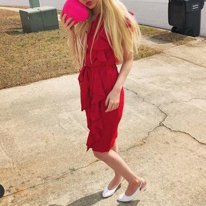 milly red floral sexy dress